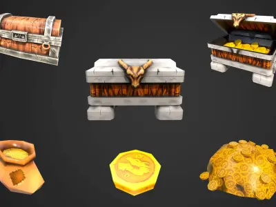 Treasure Chest Kit Low-poly 3D model