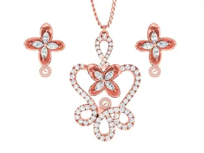 Pendant Earrings combo - 1146 3D print model