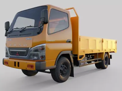 Mitsbishi Fuso flat deck truck 3D model