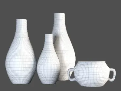 vase819 three vases and bowl 3D model