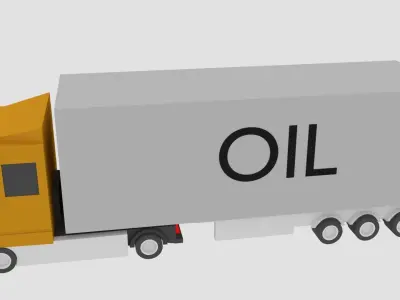 Truck oil tanker Low-poly 3D model