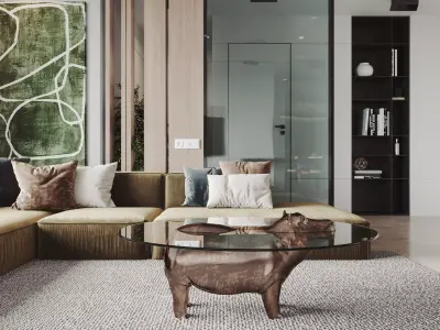 Modern living room dining room interior scenes 590 3D model