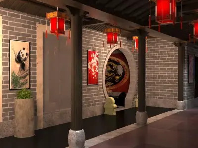 Chinese interior room design 3D model