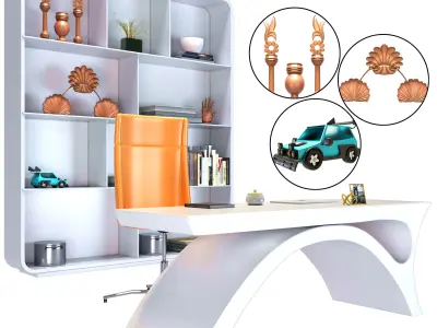 5 Work Place Low-poly 3D model