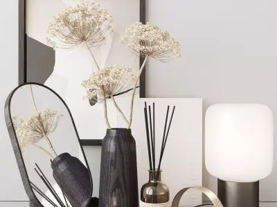 Decor set with heracleum 3D model
