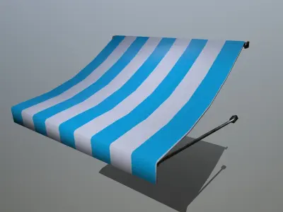 awning striped Low-poly 3D model