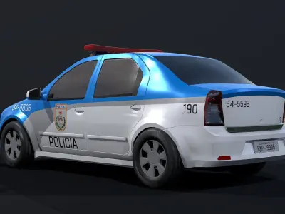 Police Car - Rio de Janeiro Low-poly 3D model