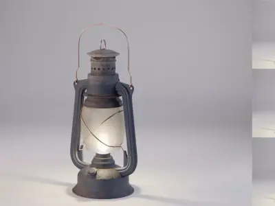 Old Pressure Kerosene Lamp Low-poly 3D model