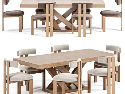 Milanese Luxury Dining Room Table  Hygiea Chair 3D model