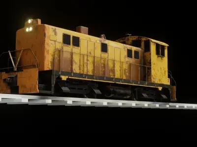 Locomotive old train engine Low-poly 3D model