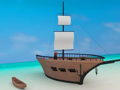 Old Ship Low-poly 3D model