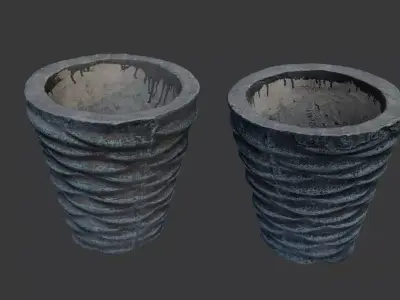 Aged Concrete Planter 3D Scan Low-poly 3D model