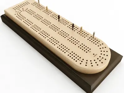 Cribbage Card Game Board 3D model