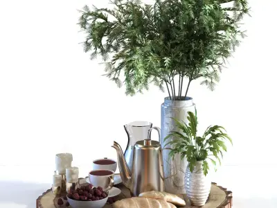 Decoration of breakfast set 029 Low-poly 3D model