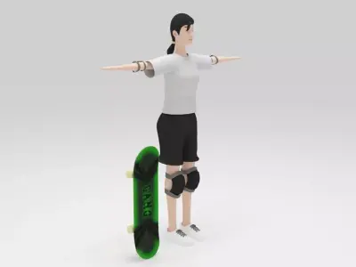 Character Skateboard lowpolys  Low-poly 3D model