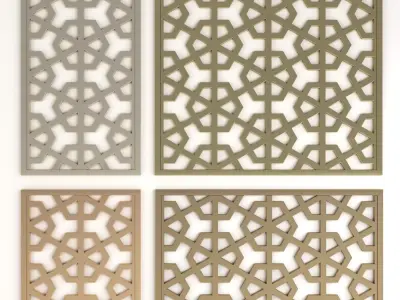Arabic Islamic pattern decorative gold plaster 3D model