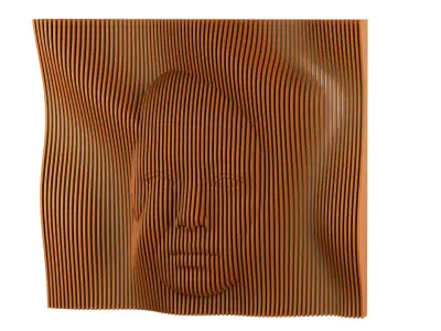 Parametric Wavy Wooden Wall Decor 02 - wood cutting machines  3D model