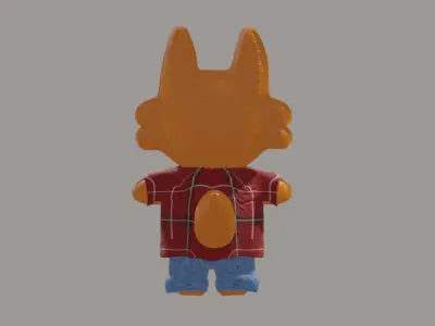 Fox with clothes Low-poly 3D model