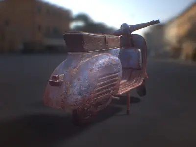 PBR Retro Scooter Low-poly 3D model