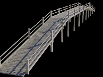 Wood  bridge adapted for your games Low-poly 3D model Low-poly 3D model