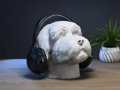 dog head Headphone Stand dog head Headset Stand  3D print model