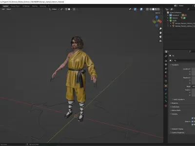 Woman in Martial Suit 3 - Modular - Rigged Low-poly 3D model