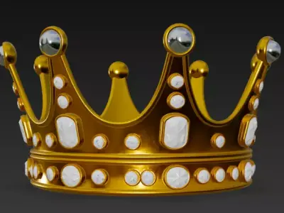Golden Crown with Emerald Gems 3D model