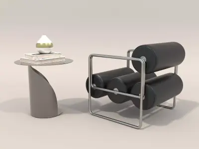 Modern Coffee Table and Armchair Set 61 3D model