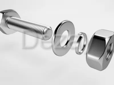 Wrench with bolt and nut 3D model