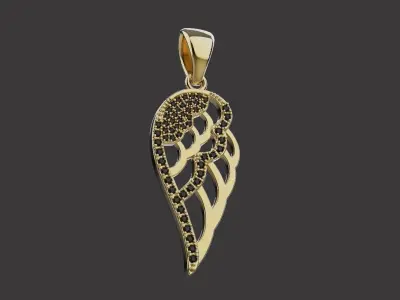 Diamond angel wing pendant necklace 0079 3D print model