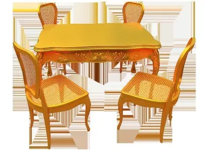 Classical Dining set Low-poly 3D model