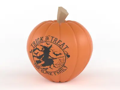 Halloween orange pumpkin with logo 3D model