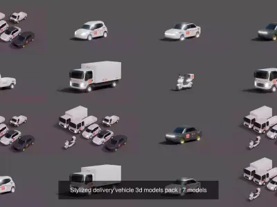 Stylized delivery vehicle 3d models pack