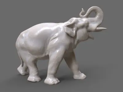 Elephant Porcelain figurine Low-poly 3D model