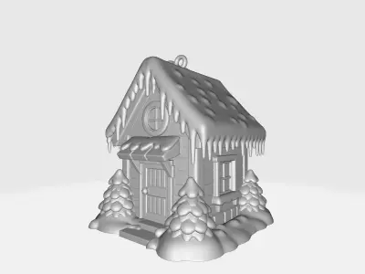 Cozy Winter Christmas Cabin Ornament Cute Snowy House 3D print model