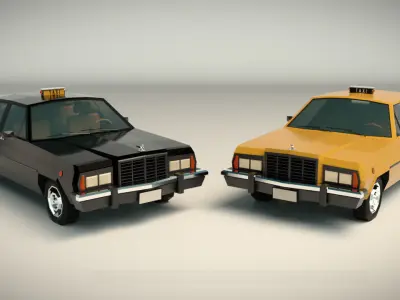 Low Poly Taxi Cab 02 Low-poly 3D model