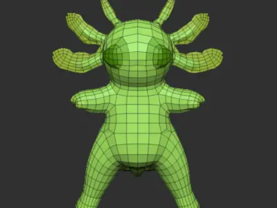 Chubby Cute Axolotl Stylized Game Ready Low-poly 3D model
