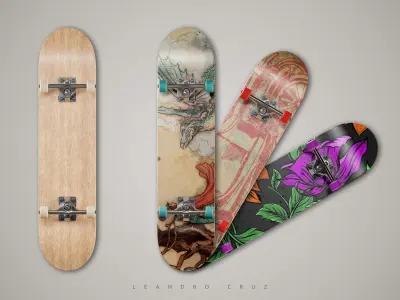 Skateboard - 3D files and Mockup Low-poly 3D model