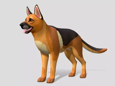 Cartoon Dog - Shepherd Low-poly 3D model