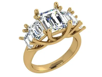 3 Stone Emerald Diamond Ring 4322 3D print model