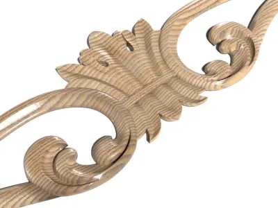 Cartouche-028 ornate wood trim - 3D model