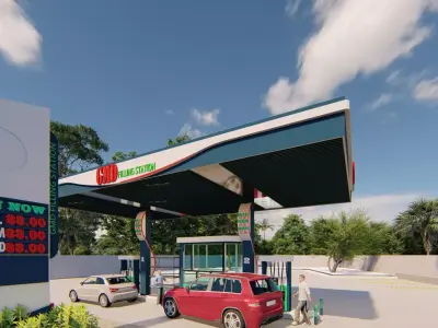 Gasoline Station Low-poly 3D model