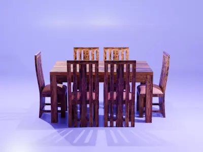 Sheesham Dining Table Low-poly 3D model