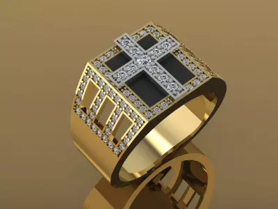 Mens Cross Ring 3D print model