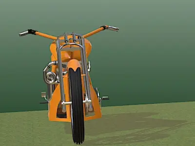 Custom Built Pro Street Harley Chopper - High Poly 3D model