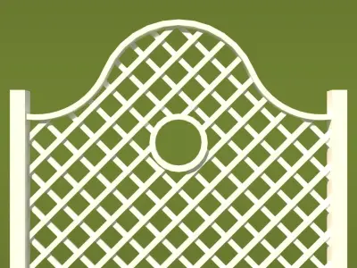 White Lattice Fence 1 Free 3D model