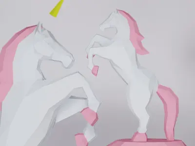 Papercraft BIG UNICORN Low Poly Papercraft Horse Digital  3D model