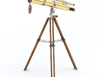Ancient telescope Low-poly 3D model