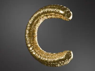 Realistic 3D Model OF Balloon C Alphabet in Gold 3D model