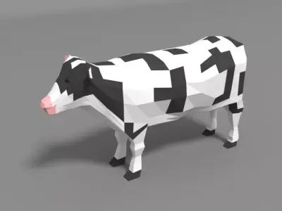 Low Poly Cartoon Cow Low-poly 3D model